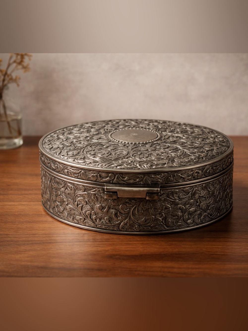 Vintage Larger Jewelry Trinket Box Colored Lined Burgundy